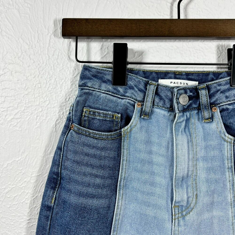PacSun 90s Eco Two-Tone High Rise Colorblock Patch Boyfriend Jeans Women's 24 - Picture 4 of 15